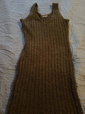Sleeveless Ribbed Knit Bodycon Dress in Dark Brown